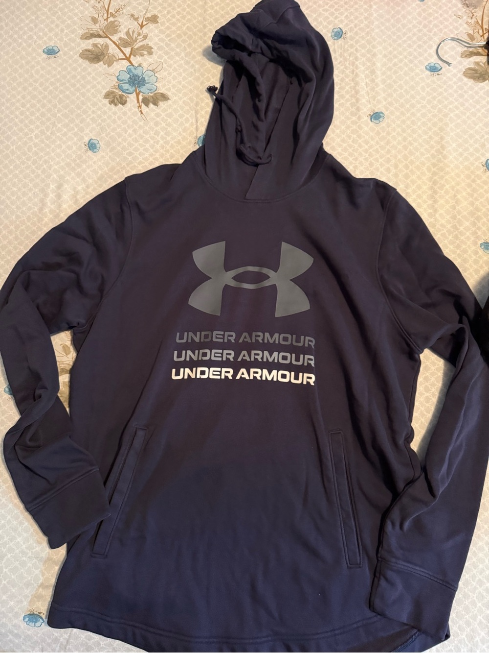 Under Armour Men's Navy Crewneck Hoodie with Logo